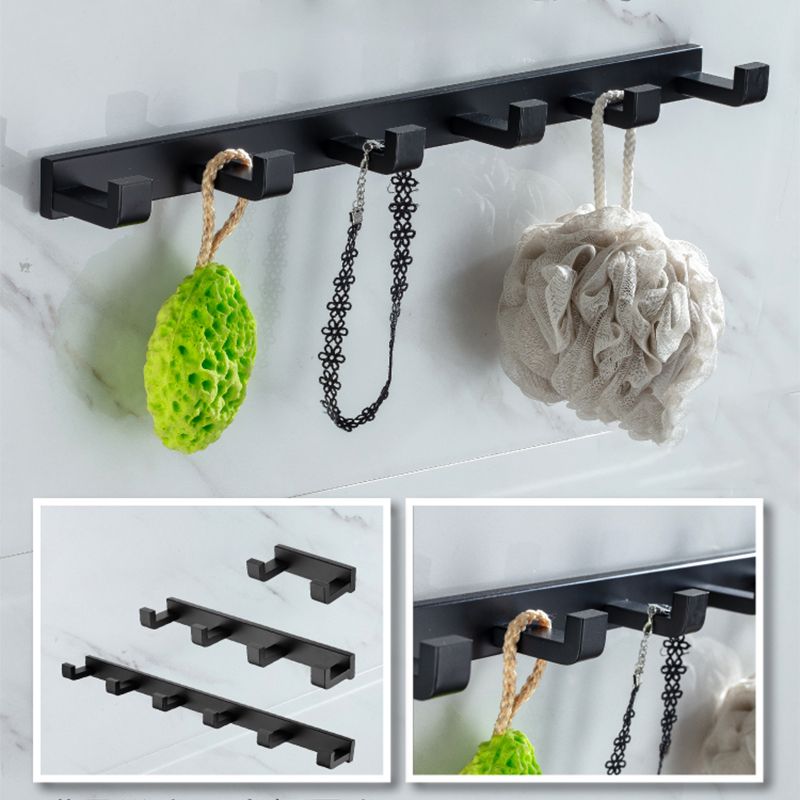 Frendorf | Modern Classic Badzubehörset aus Edelstahl Matt Schwarz Bademantelhaken/Handtuchring Bar