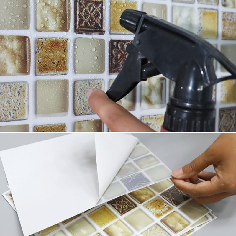 Frendorf | Kunststoff Selbstklebende Fliesen Mosaikfliesen Raster Quadrat Wasserdicht Selbstklebende Fliese 10er-Pack