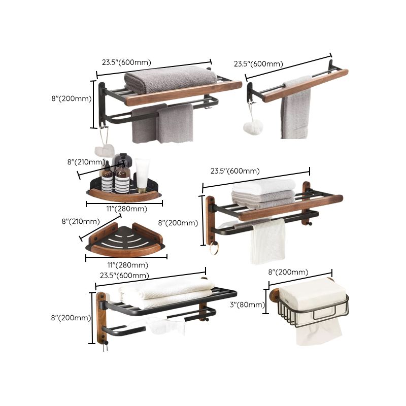 Frendorf | Modernes Badezimmerzubehör-Set Aluminium & Holz Badbeschläge Set