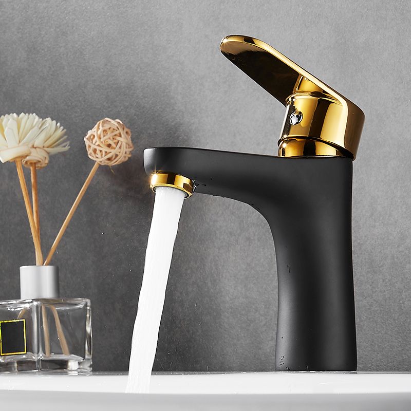 Frendorf | Schwarz-Gold Gefäß Waschbecken Wasserhahn Hebelgriff Niedriger Bogen Gefäß Wasserhahn