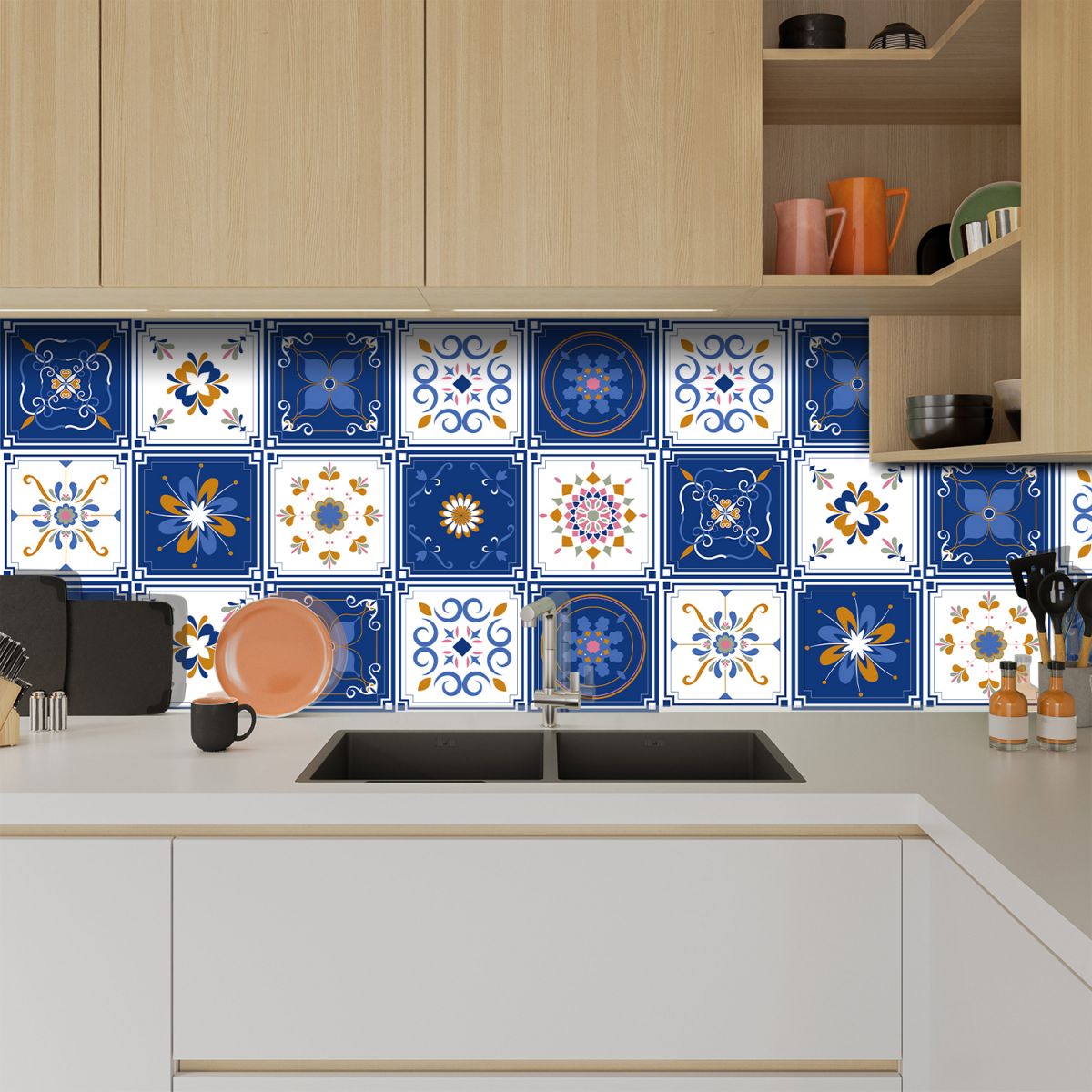 Frendorf | Quadratische Peel & Stick Mosaikfliese PVC Wasserdichte Mosaikfliesen Tapete