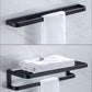 Frendorf | Modern Classic Badzubehörset aus Edelstahl Matt Schwarz Bademantelhaken/Handtuchring Bar