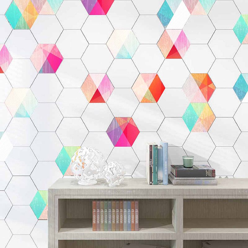 Frendorf | Plastik-Mosaikfliesen-Tapete hexagonal zum Aufkleben und Entfernen Rückwandfliese