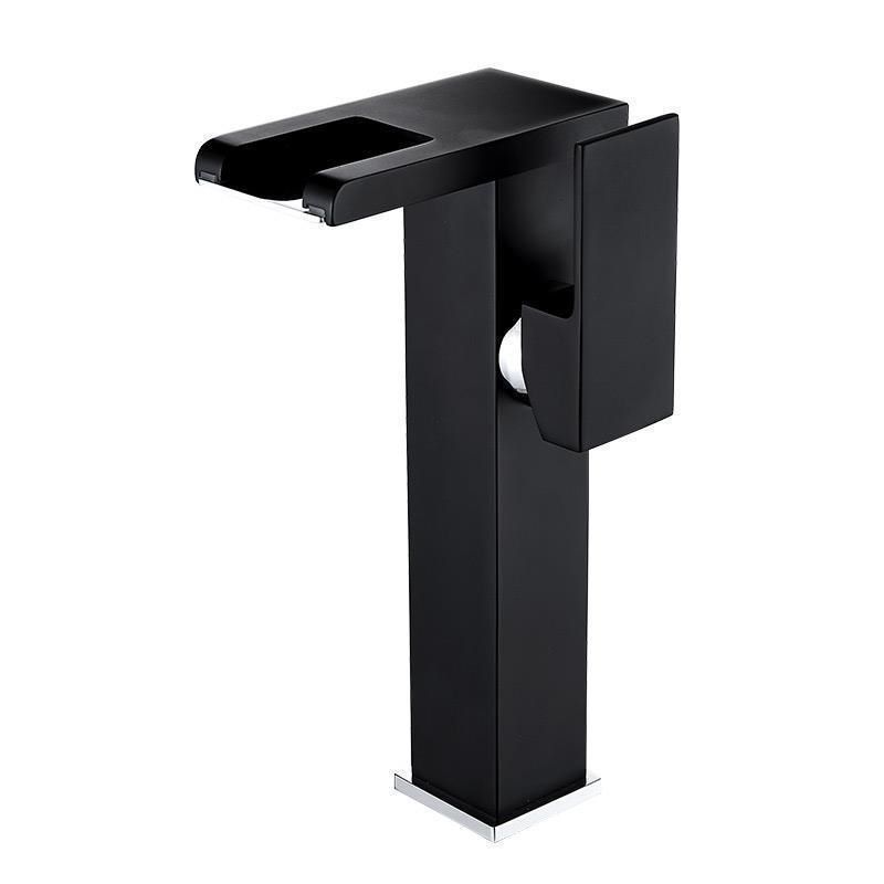 Frendorf | Moderner Wasserhahn für Waschbecken Messing Hebelgriffe LED Wasserfall Waschbeckenarmatur