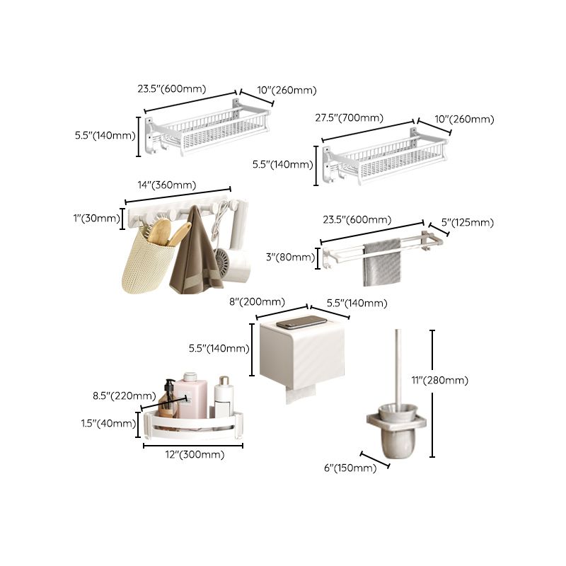 Frendorf | Modernes Stil Badezimmerzubehörset mit Badregal/Handtuchhalter/Toilettenbürste in Weiß