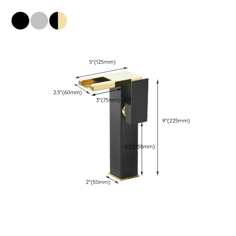 Frendorf | Moderner Wasserfallauslauf Waschbeckenarmatur mit LED Messing Waschbeckenarmatur