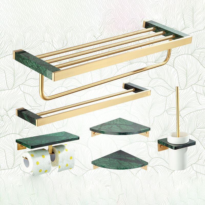 Frendorf | Golden Bath Hardware Set Messing & Marmor Badezimmer Zubehör Set