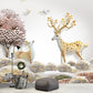 Nordic Grassland Deer Wandmalerei Lila-Gelb Feuchtigkeitsbeständige Wandkunst für zu Hause
