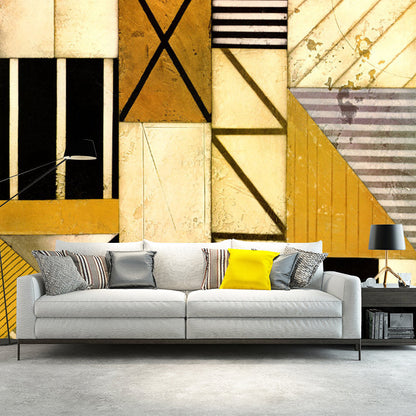 Frendorf | Geometrische Wandbekleding Muren Zwart en Bruin Mid-Century Wandkunst voor Slaapkamer