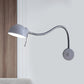 Frendorf | 1 Glühbirne Dome Shade Wandlampe mit flexiblem Arm Vintage Chrom/Weiß Metallic Wandleuchte für Nachttisch