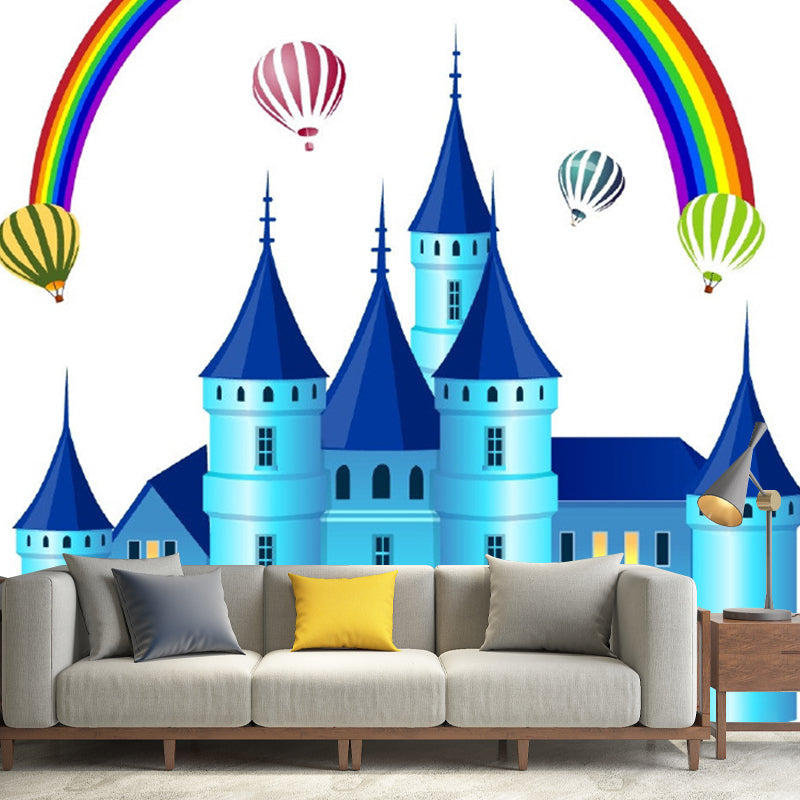 Frendorf | Regenboog en Kasteel Muurafbeelding Fantasie Waterdichte Kinderkamer Wanddecoratie, Aangepaste Print