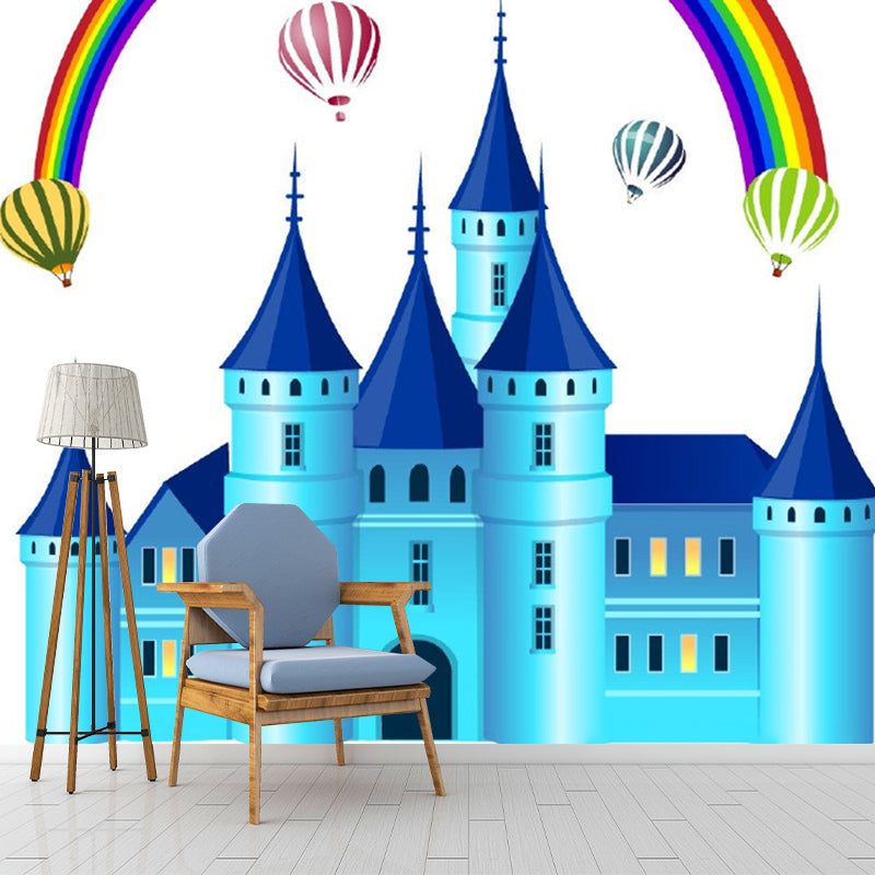Frendorf | Regenboog en Kasteel Muurafbeelding Fantasie Waterdichte Kinderkamer Wanddecoratie, Aangepaste Print
