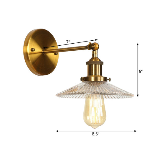 Frendorf | 1 Licht Transparant Textuur Glas Wandlamp Vintage Messing Getailleerde Slaapkamer Verlichtingsarmatuur