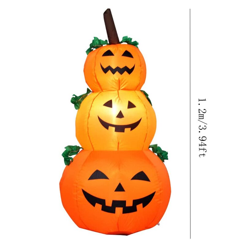 120CM Riesen-Halloween-Kürbis-Geist aufblasbare LED-beleuchtete Spielzeuge 3 Jack-O-Laternen Garten Hausdekoration Party Requisiten Airbow