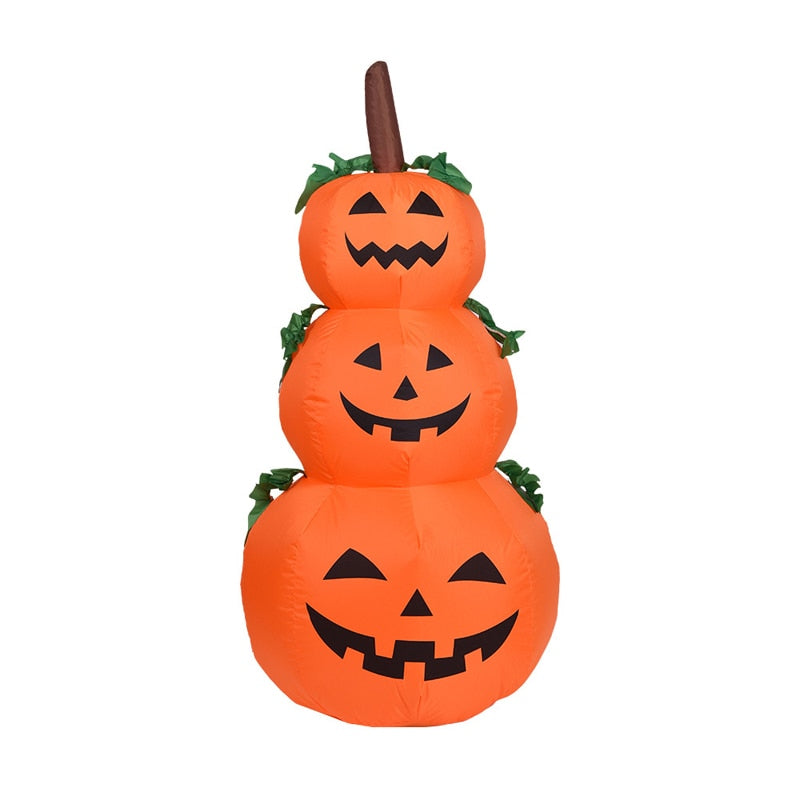 120CM Riesen-Halloween-Kürbis-Geist aufblasbare LED-beleuchtete Spielzeuge 3 Jack-O-Laternen Garten Hausdekoration Party Requisiten Airbow