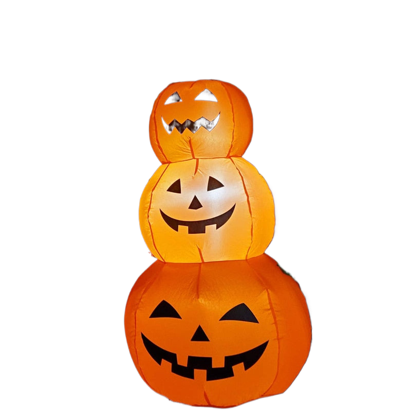 120CM Riesen-Halloween-Kürbis-Geist aufblasbare LED-beleuchtete Spielzeuge 3 Jack-O-Laternen Garten Hausdekoration Party Requisiten Airbow