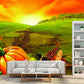 Frendorf | Food Harvest at Dusk Murals Wallpaper Farmhouse Non-Woven Wall Covering in Orange-Green
