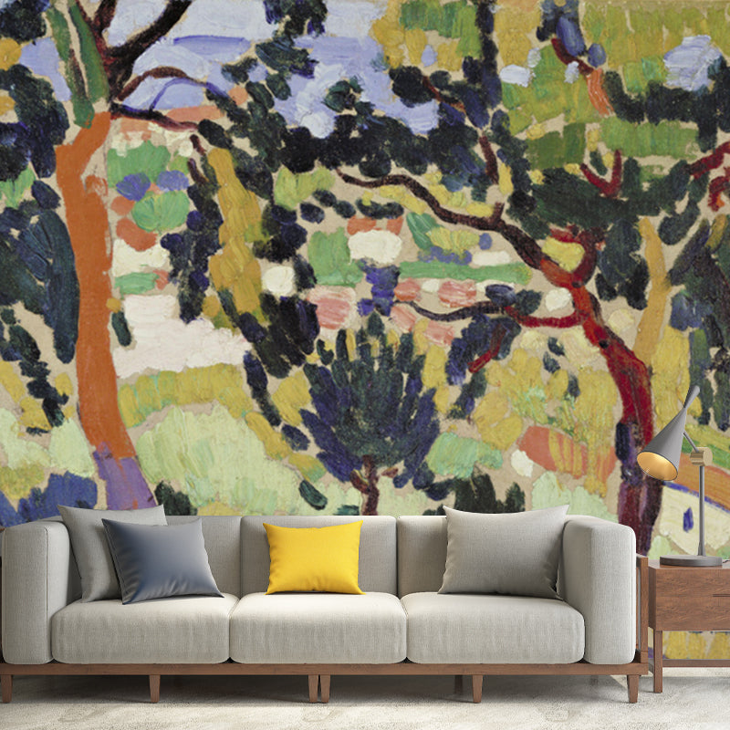 Frendorf | Boerderij Olie Schilderij Muurmuur Geel-Groen Vochtbestendige Wanddecoratie voor Woonkamer