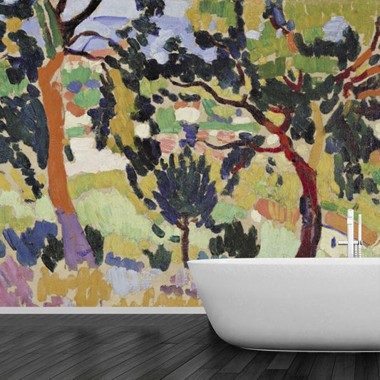 Frendorf | Boerderij Olie Schilderij Muurmuur Geel-Groen Vochtbestendige Wanddecoratie voor Woonkamer