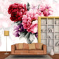 Frendorf | Hele Pioenbloem Wandbehang Decal Roze Niet-Geweven Wandbekleding, Waterdicht, Maatwerk Size