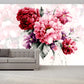 Frendorf | Hele Pioenbloem Wandbehang Decal Roze Niet-Geweven Wandbekleding, Waterdicht, Maatwerk Size