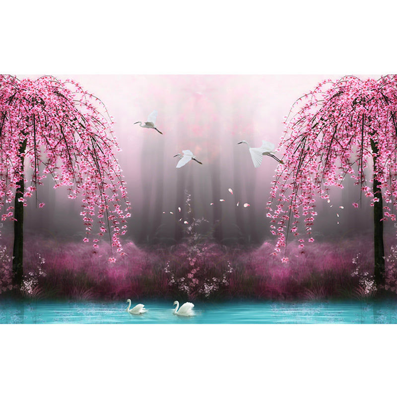 Frendorf | Beautiful Swan Lake Muren voor Slaapkamer Cherry Blossom Wanddecoratie, Maat op Maat Beschikbaar