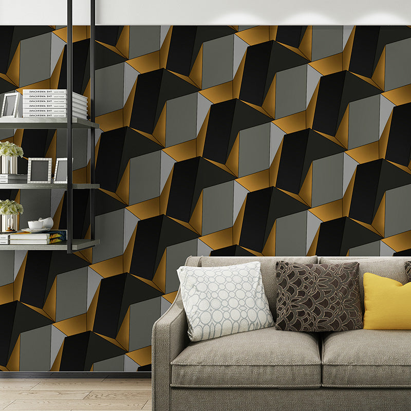 Frendorf | 3D Effect Geometric Wallpaper Roll Mid-Century Non-Pasted Wohnzimmer Wanddeko