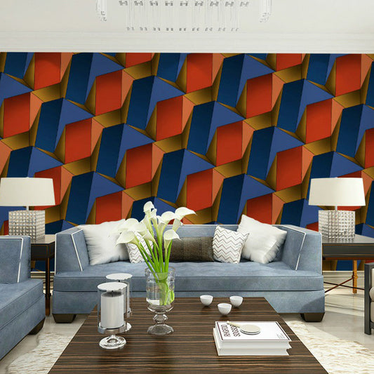 Frendorf | 3D Effect Geometric Wallpaper Roll Mid-Century Non-Pasted Wohnzimmer Wanddeko