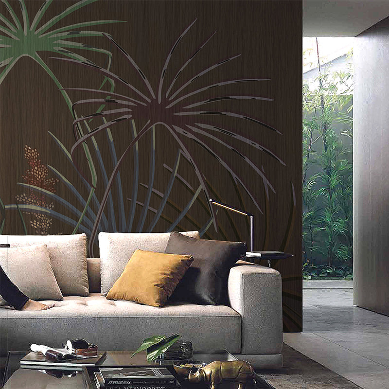 Frendorf | Illustratie Palmetto Fan Leaf Mural Decal Volledige Muurbeplating voor Woonkamer, Aangepaste Afdruk