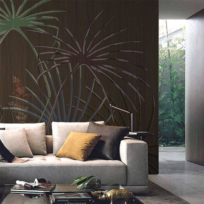 Frendorf | Illustratie Palmetto Fan Leaf Mural Decal Volledige Muurbeplating voor Woonkamer, Aangepaste Afdruk