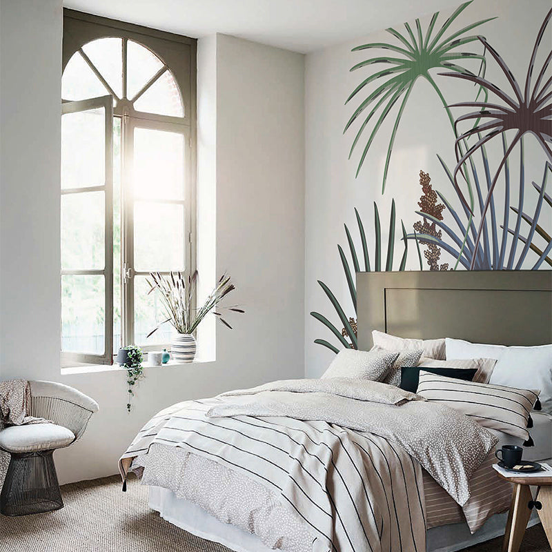 Frendorf | Illustratie Palmetto Fan Leaf Mural Decal Volledige Muurbeplating voor Woonkamer, Aangepaste Afdruk