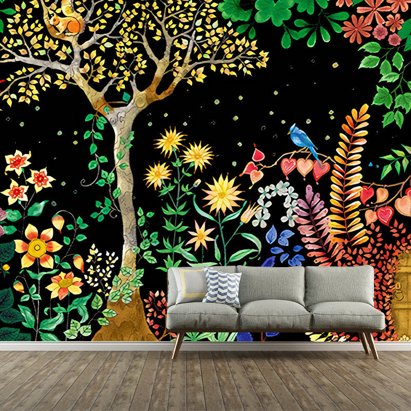 Frendorf | Moon Night Flower Bushes Muur Kinder Kunst Waterdicht Kinderen Kamer Wandbekleding, Op Maat Geprint
