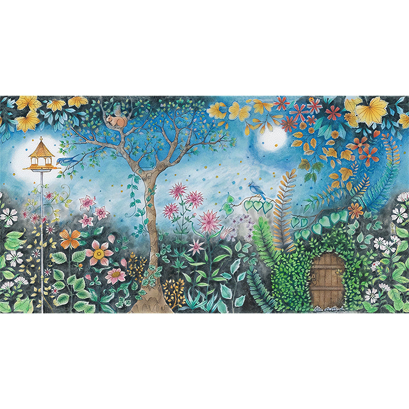 Frendorf | Moon Night Flower Bushes Muur Kinder Kunst Waterdicht Kinderen Kamer Wandbekleding, Op Maat Geprint