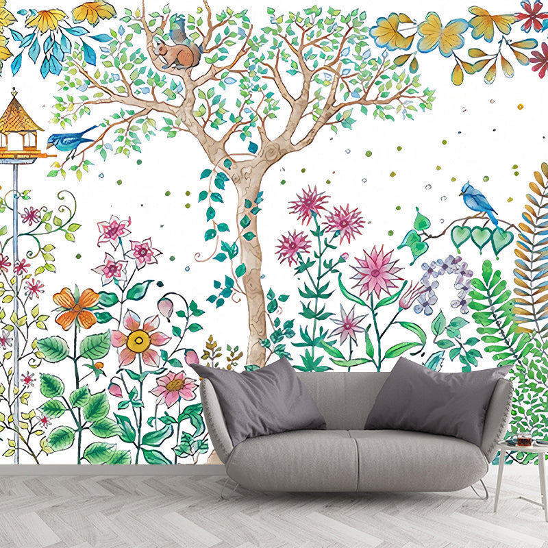 Frendorf | Moon Night Flower Bushes Muur Kinder Kunst Waterdicht Kinderen Kamer Wandbekleding, Op Maat Geprint