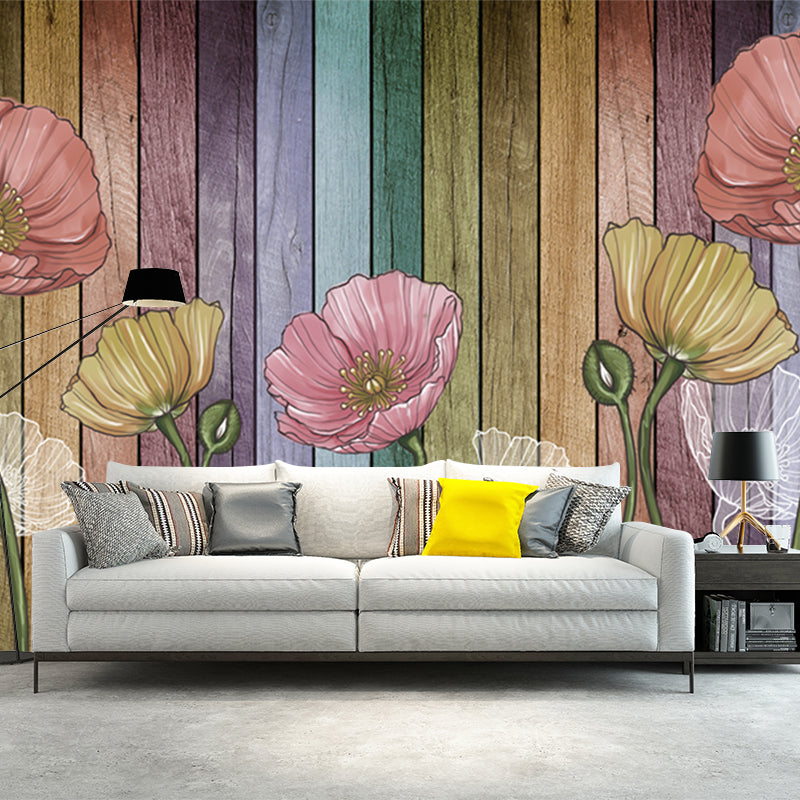 Frendorf | Magnolia und Holzplanken Wandbilder Ländliche Feuchtigkeitsresistente Schlafzimmer Wandkunst, Personalisierte Größe