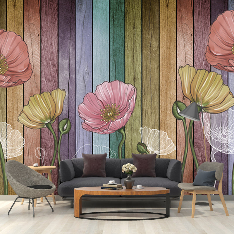 Frendorf | Magnolia und Holzplanken Wandbilder Ländliche Feuchtigkeitsresistente Schlafzimmer Wandkunst, Personalisierte Größe