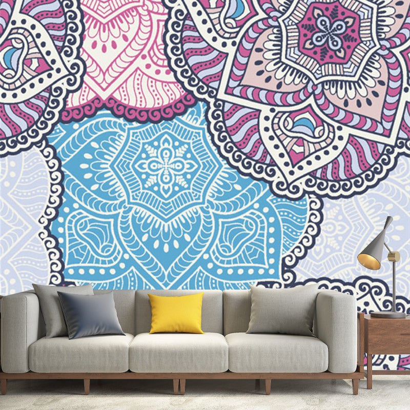 Frendorf | Bohemia Petals gemusterte Wandbilder Blau-Lila abstrakte Wandverkleidung für Zuhause