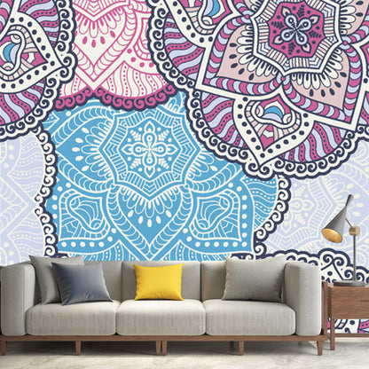Frendorf | Bohemia Petals gemusterte Wandbilder Blau-Lila abstrakte Wandverkleidung für Zuhause
