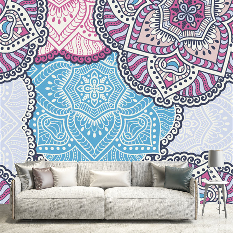 Frendorf | Bohemia Petals gemusterte Wandbilder Blau-Lila abstrakte Wandverkleidung für Zuhause