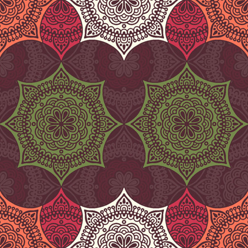 Frendorf | Boho-Chic Floral Pattern Wandmalereien Orange und Grün Wohnzimmer Wanddekoration, Maßgeschneidert