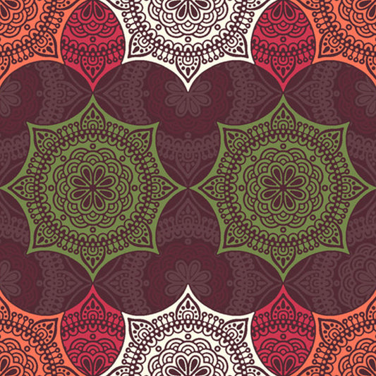 Frendorf | Boho-Chic Floral Pattern Wandmalereien Orange und Grün Wohnzimmer Wanddekoration, Maßgeschneidert