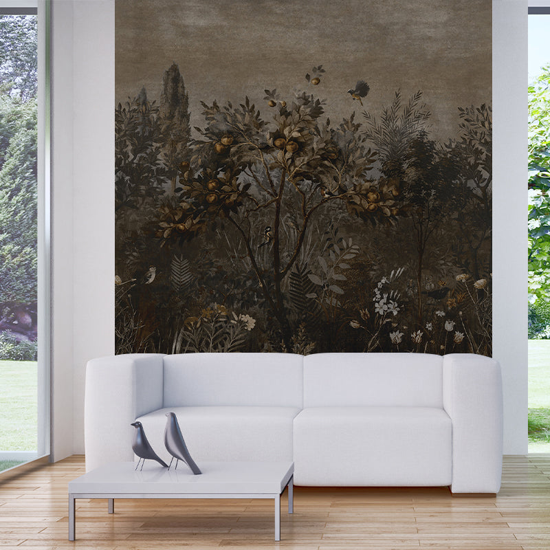 Frendorf | Tropics Fruit Tree Muurbehang Donkerblauw Eetkamer Wanddecoratie, Aangepaste Afmeting Beschikbaar