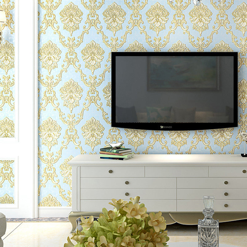 Frendorf | Luxuriöse Blumen-Tapete Helle Farbe Jacquard Wandbekleidung für das Wohnzimmer, unpapiert