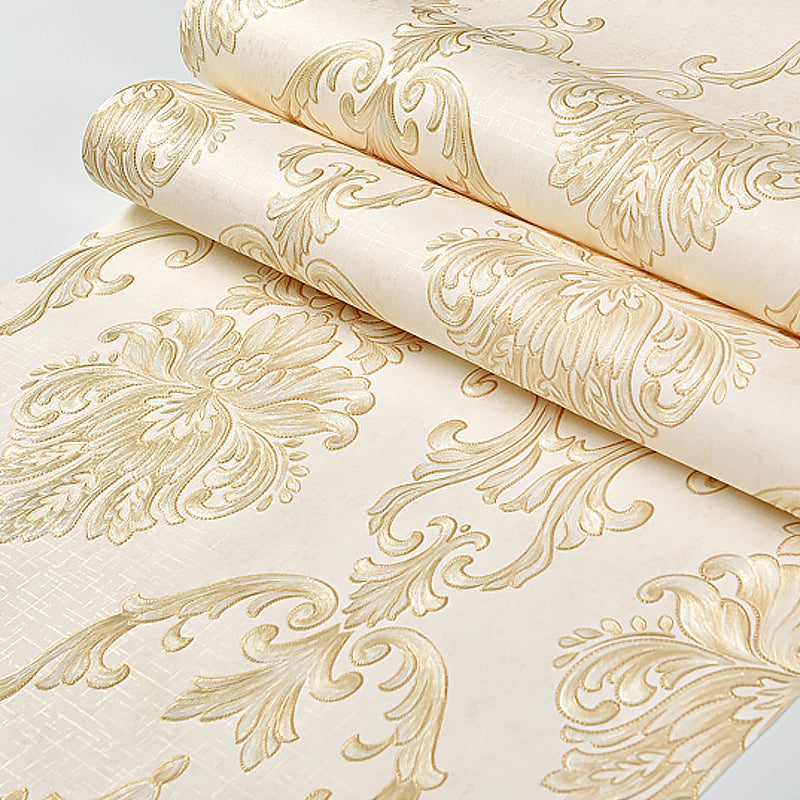 Frendorf | Luxuriöse Blumen-Tapete Helle Farbe Jacquard Wandbekleidung für das Wohnzimmer, unpapiert