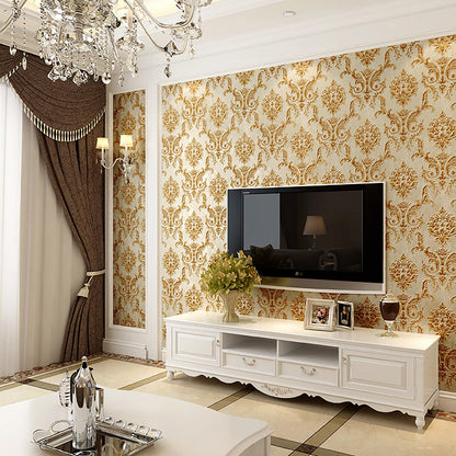 Frendorf | Zelfklevend Bloemen Jacquard Behang Luxe Gevoerd Wanddecoratie, Eenvoudig af te pellen