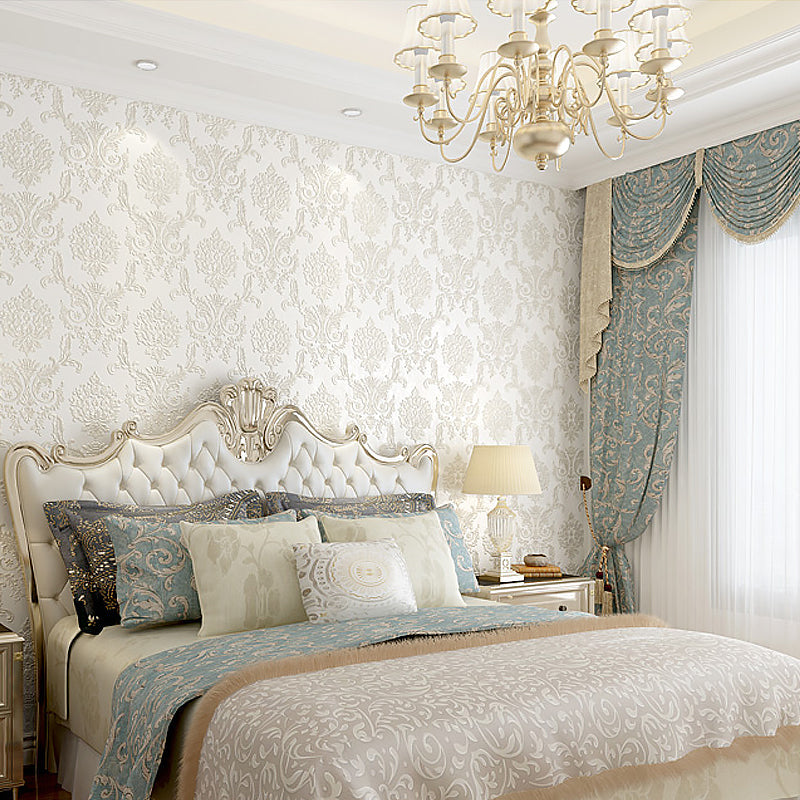 Frendorf | Zelfklevend Bloemen Jacquard Behang Luxe Gevoerd Wanddecoratie, Eenvoudig af te pellen
