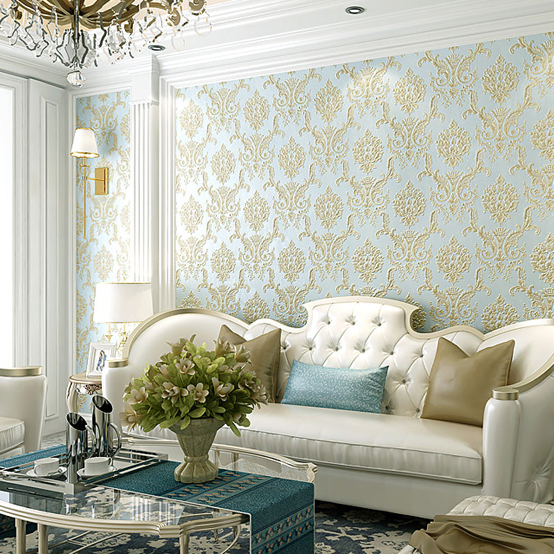 Frendorf | Zelfklevend Bloemen Jacquard Behang Luxe Gevoerd Wanddecoratie, Eenvoudig af te pellen