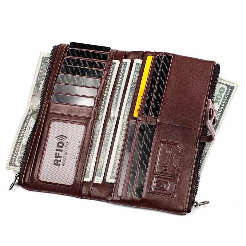 Frendorf | Damen Echtes Leder Clutch Lange Geld Münztasche