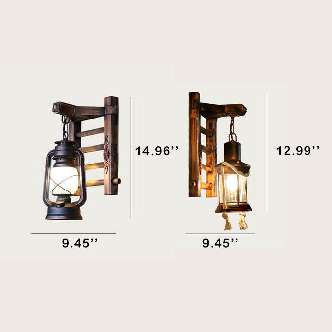 Frendorf | BambooLuxe Wandleuchte | Vintage Kerosin-Look | Bambusgeflecht Basis | 1-Licht Wandlampe