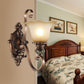 Frendorf | 1/2-Kopf Wand sconce Beleuchtung mit floralem Schirm Kristall traditionelle Korridor Wandlampe in Kaffee